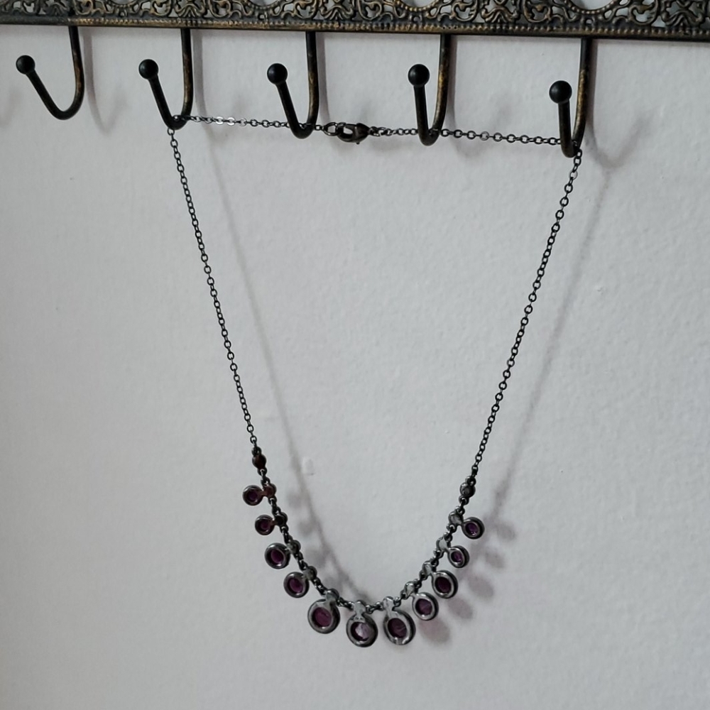 NWOT Faux Amethyst Rhinestone Necklace - Picture 4 of 6